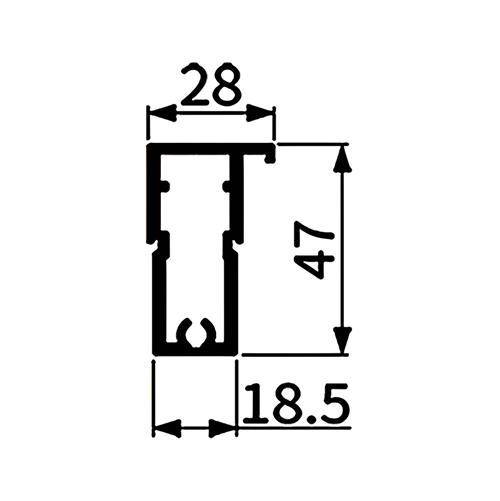 پروفیل افقی بالا و پایین درب کمد و کابینت فانتونی I282