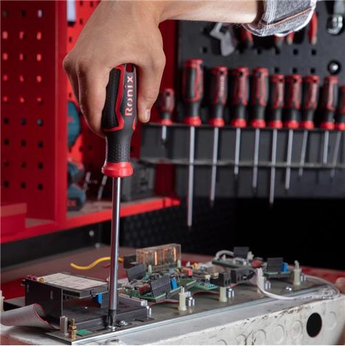 پیچ گوشتی دسته پلاستیکی دورنگ 75x5 چهارسو رونیکس RH-2842