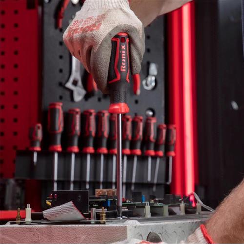 پیچ گوشتی دسته پلاستیکی دورنگ 100x6 چهارسو رونیکس RH-2847