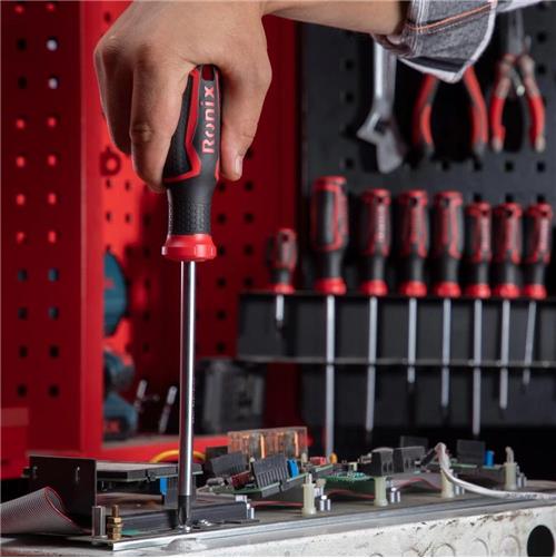 پیچ گوشتی دسته پلاستیکی دورنگ 200x8 چهارسو رونیکس RH-2891