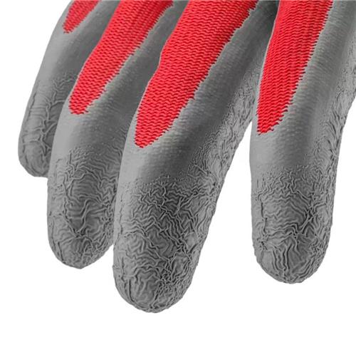 دستکش ایمنی لاتکس کف مواد طوسی ساده نخ قرمز به همراه تگ سبک رونیکس RH-9005